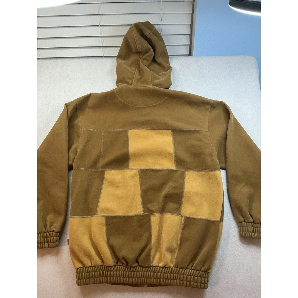 Vintage Buda Gen Brooklyn Breed Patchwork Suede Zip Up Hoodie Jacket Mens Large